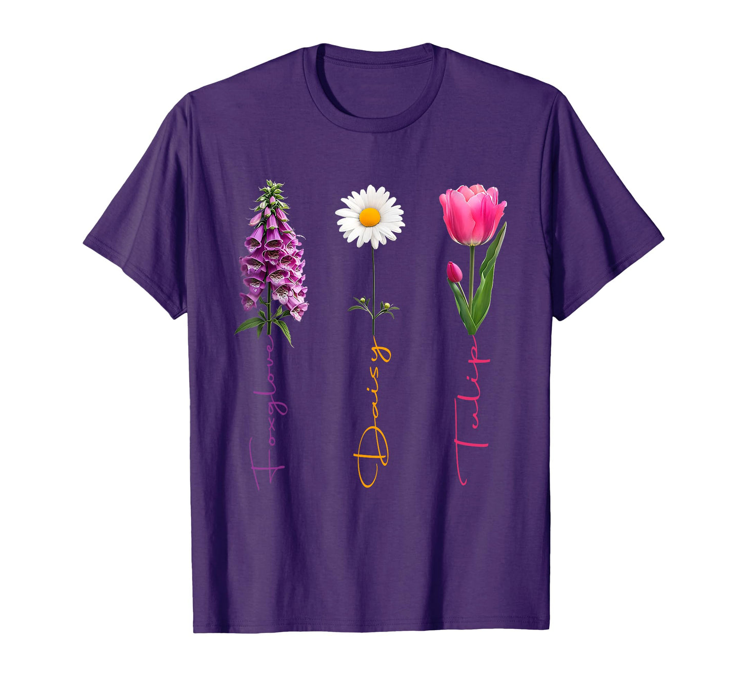 Foxglove Daisy Tulip Floral Subtle Floral Flowers T-Shirt
