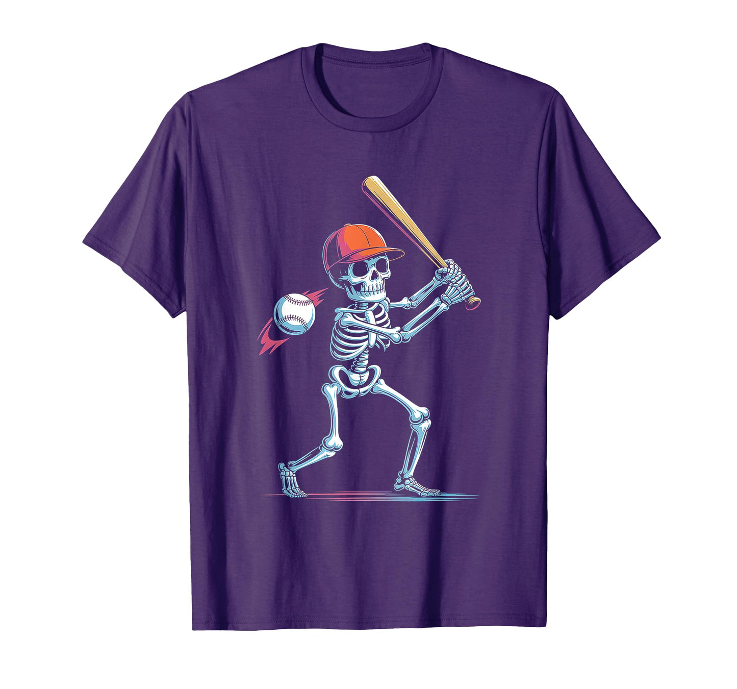 Skeleton Baseball Halloween Costume Funny Men Boys Kids T-Shirt