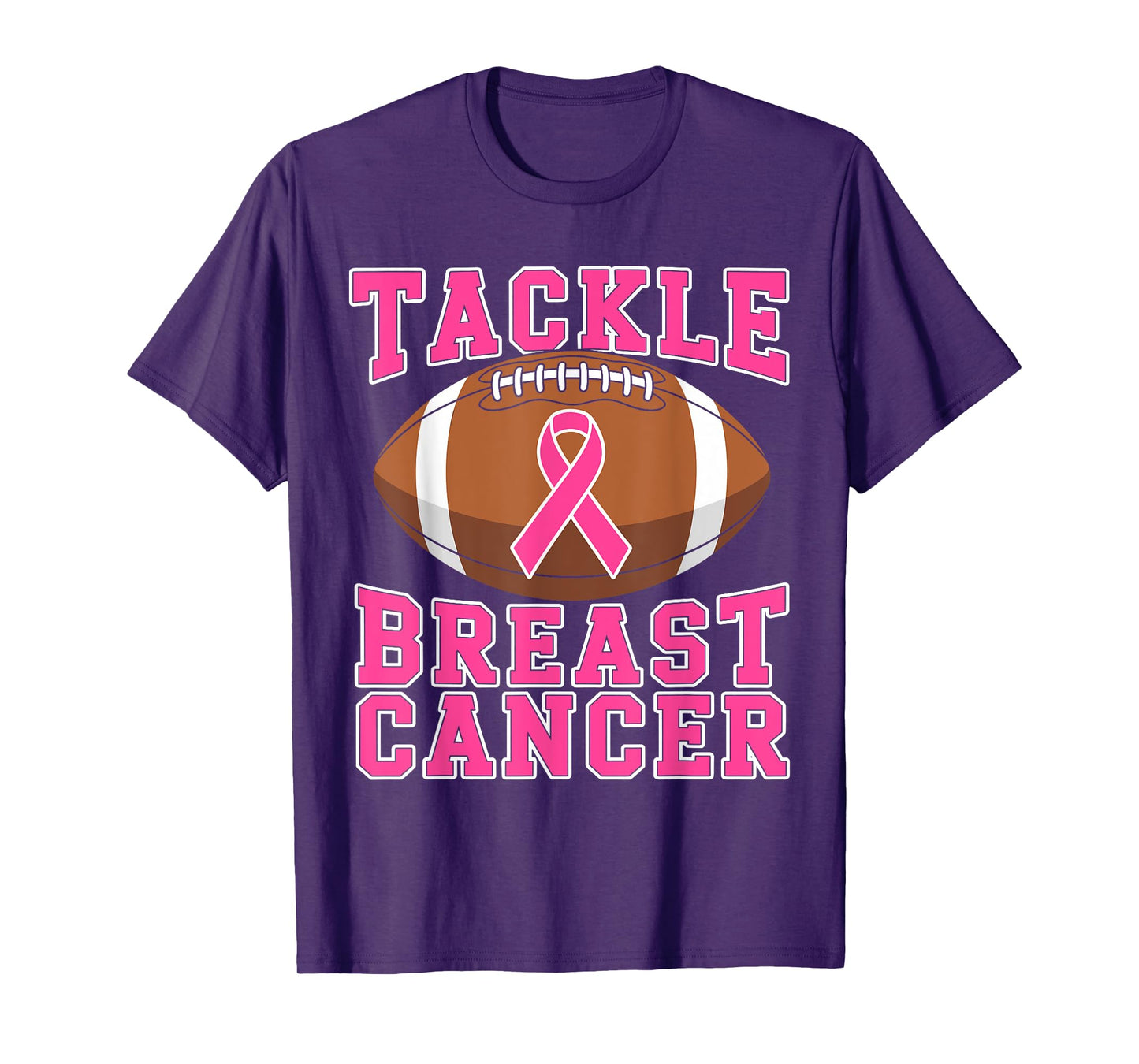 Tackle Cancer Pink Ribbon Football Breast Cancer Awareness T-Shirt
