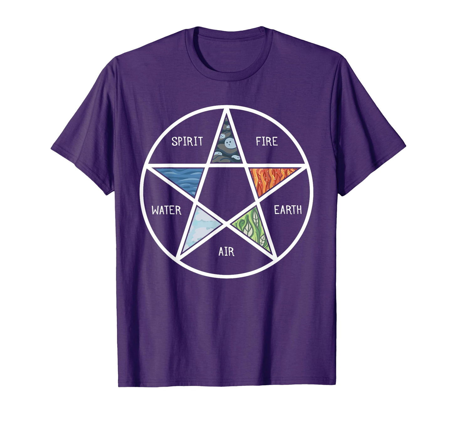 Pentagram Air Fire Water Spirit Earth Pagan Witchcraft Wicca T-Shirt