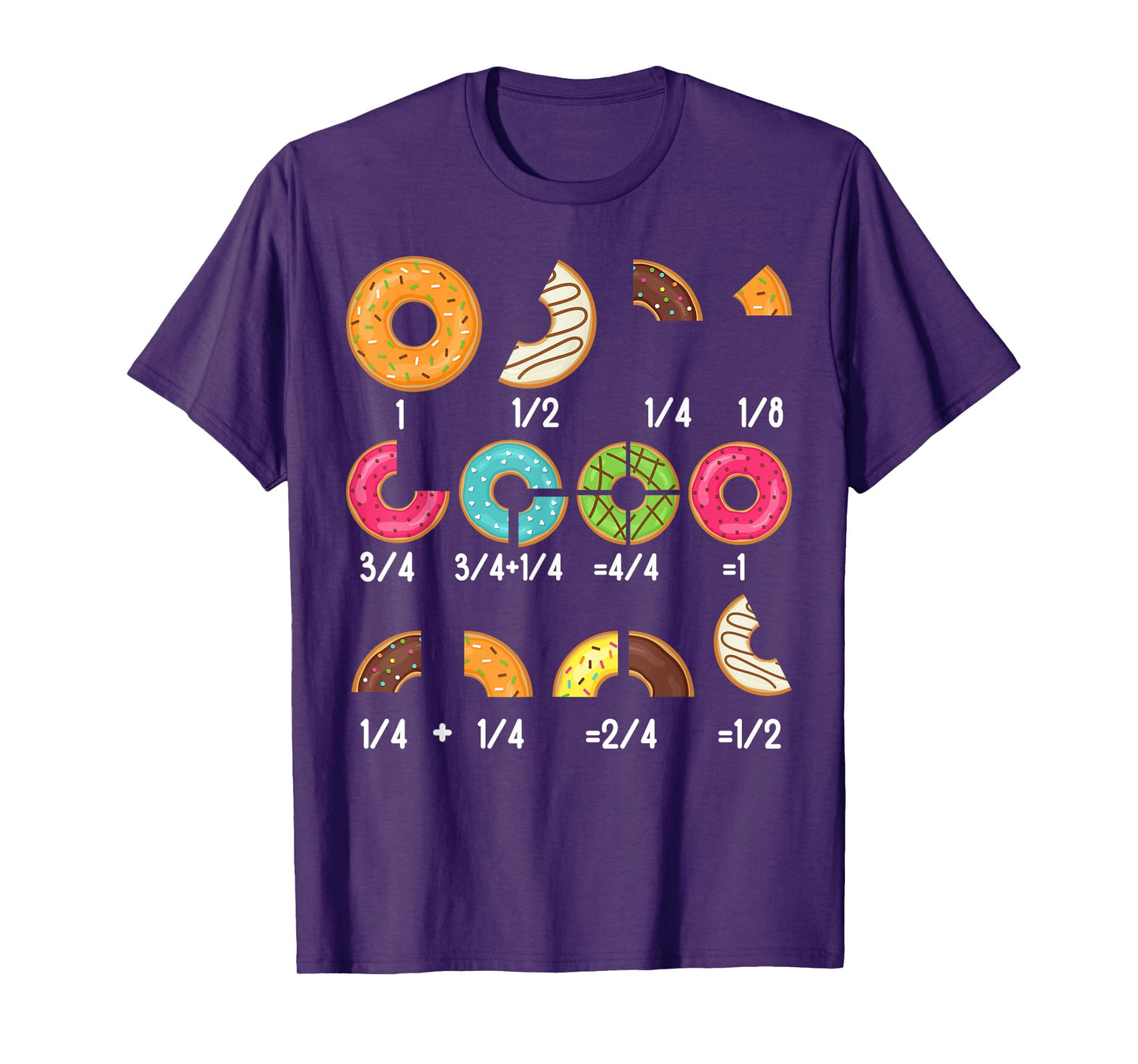 Donut Fraction Math Teachers Back To School Educational T-Shirt