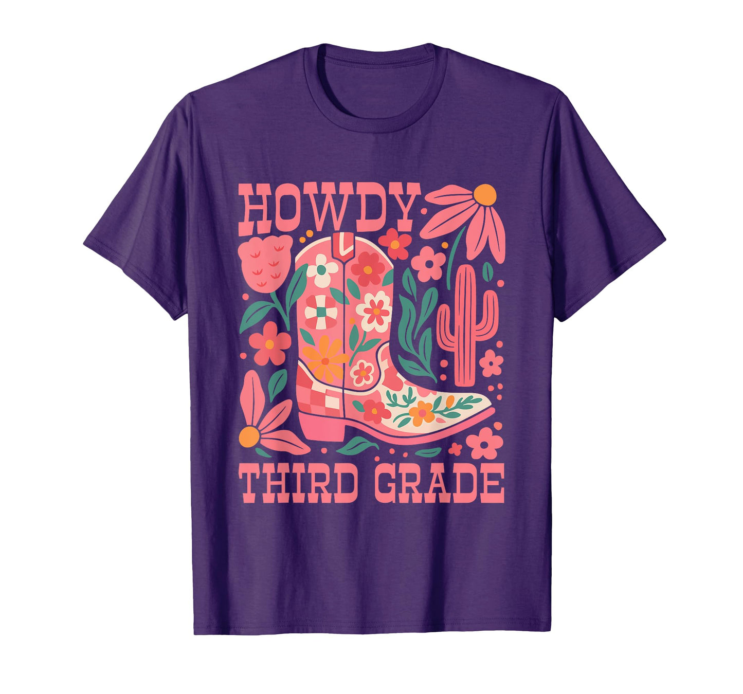 Howdy Third Grade Western 3rd Grade Teacher Cowboy Cowgirl T-Shirt