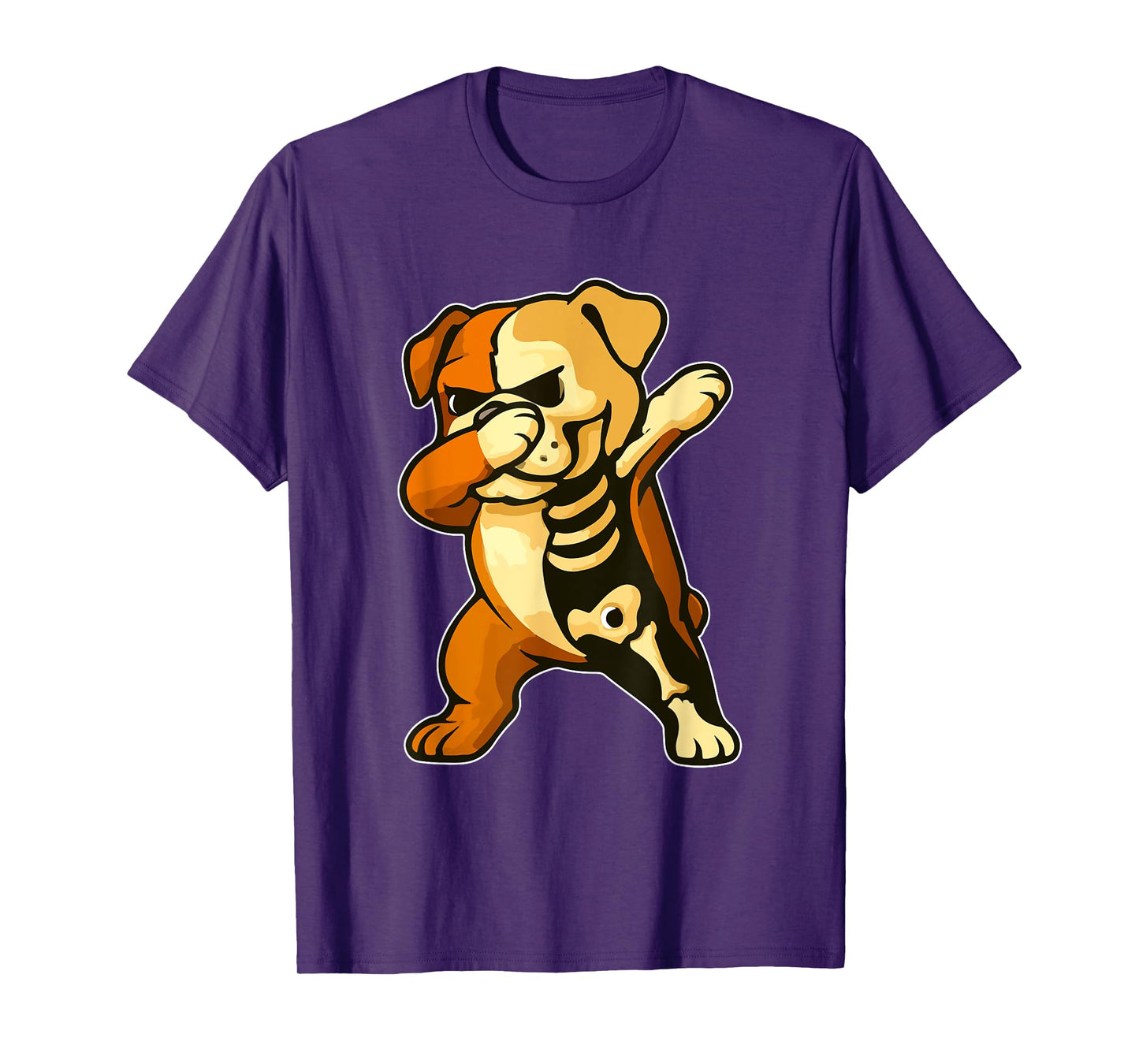 Dabbing English Bulldog Half Skeleton Halloween Owner Lover T-Shirt