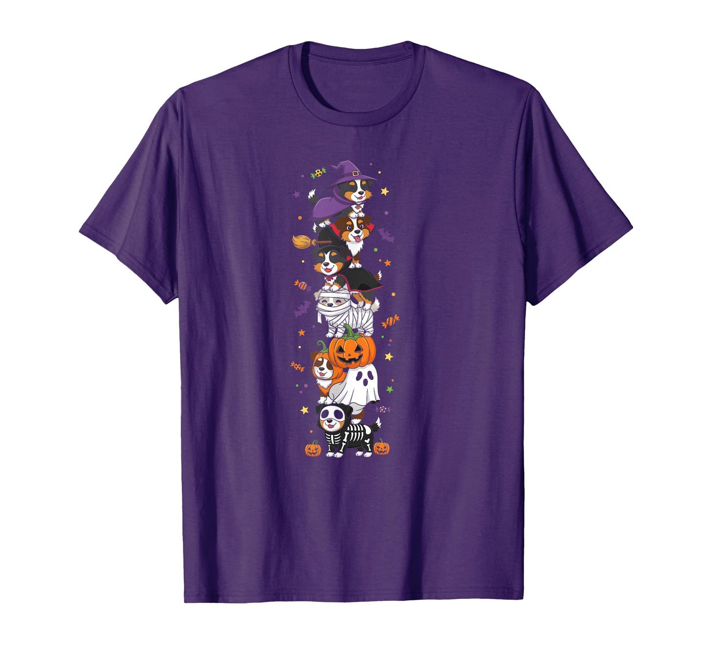 Australian Shepherd Witch Ghost Halloween Kids Mens Womens T-Shirt