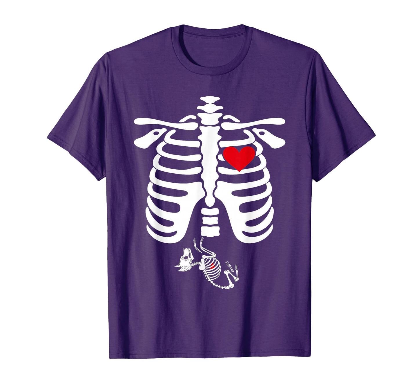 Skeleton Pregnancy Announcement Siberian Husky Dog Halloween T-Shirt