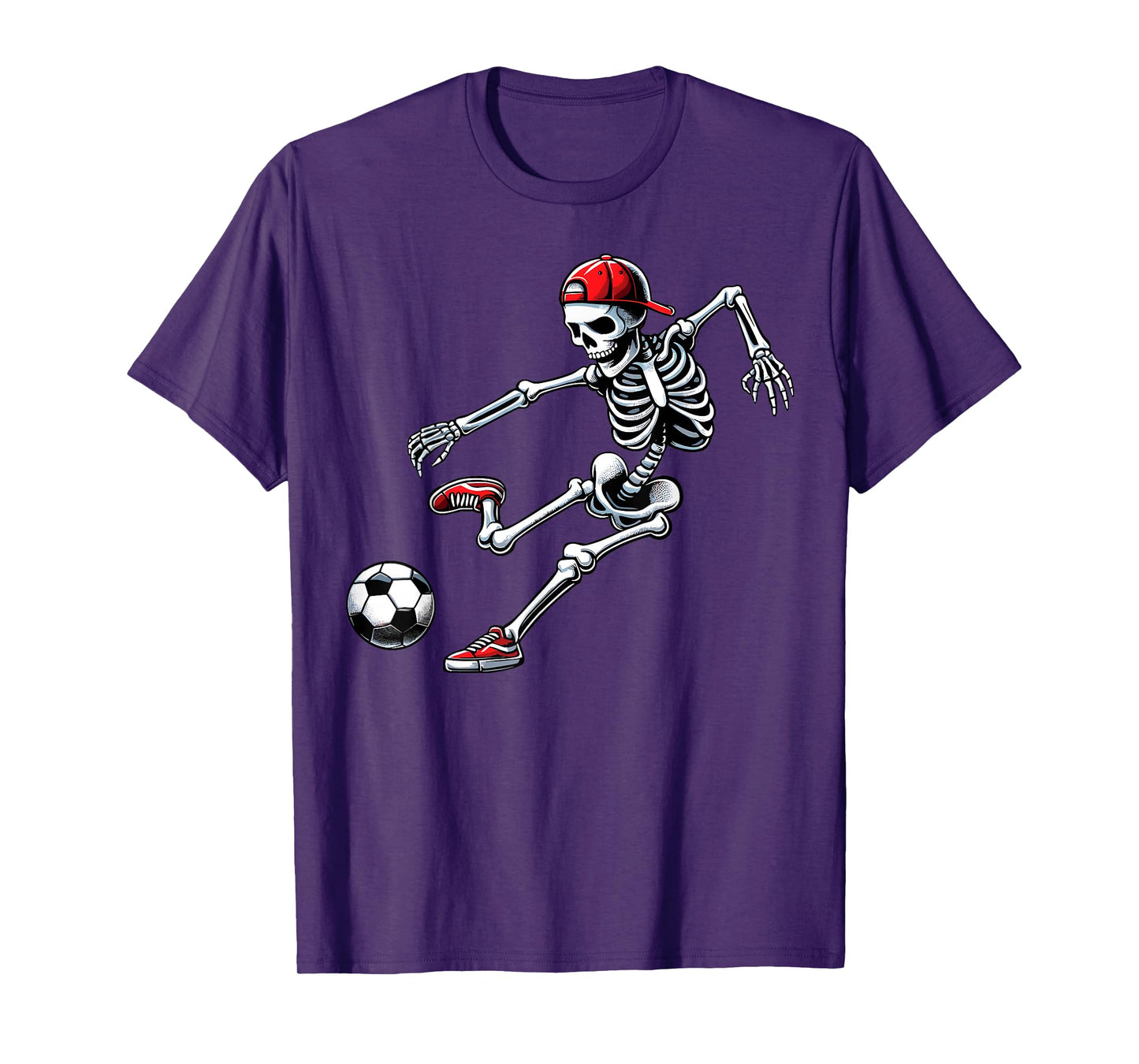 Skeleton Soccer Player Halloween Sports Football Men Women T-Shirt