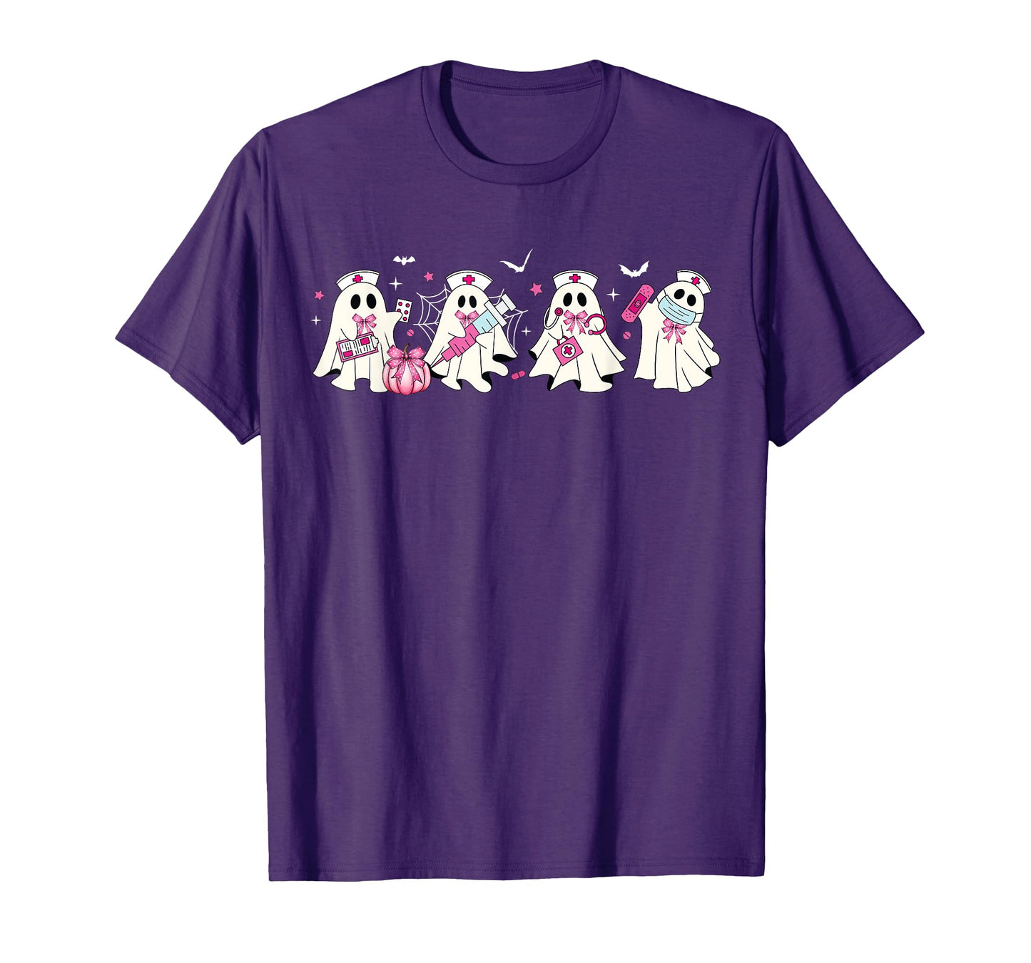 Ghost Nurses Halloween Crew Funny Costume Scrub Top Women T-Shirt