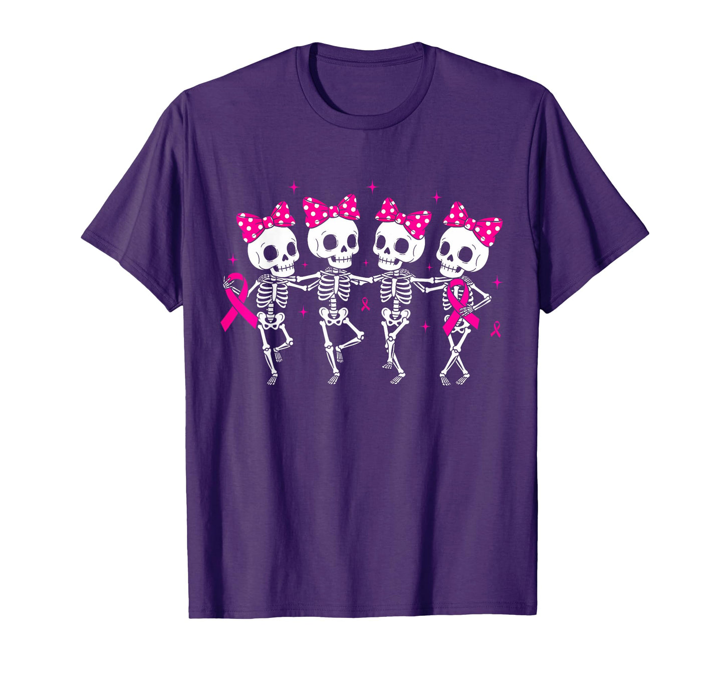 Funny Skeleton Pink Ribbon Breast Cancer Awareness T-Shirt