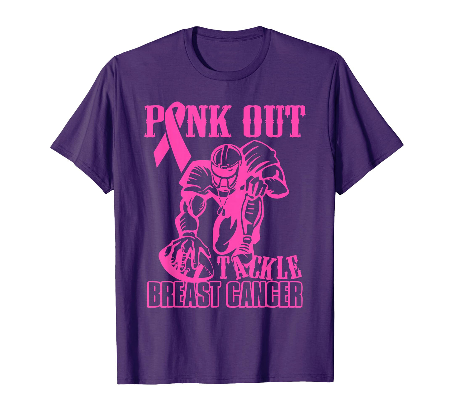 Pink Out Tackle American Football Breast Cancer Awareness T-Shirt