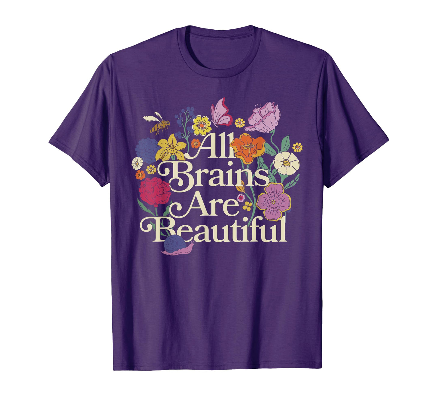 Groovy All Brains Are Beautiful Floral Autism Awareness SPED T-Shirt