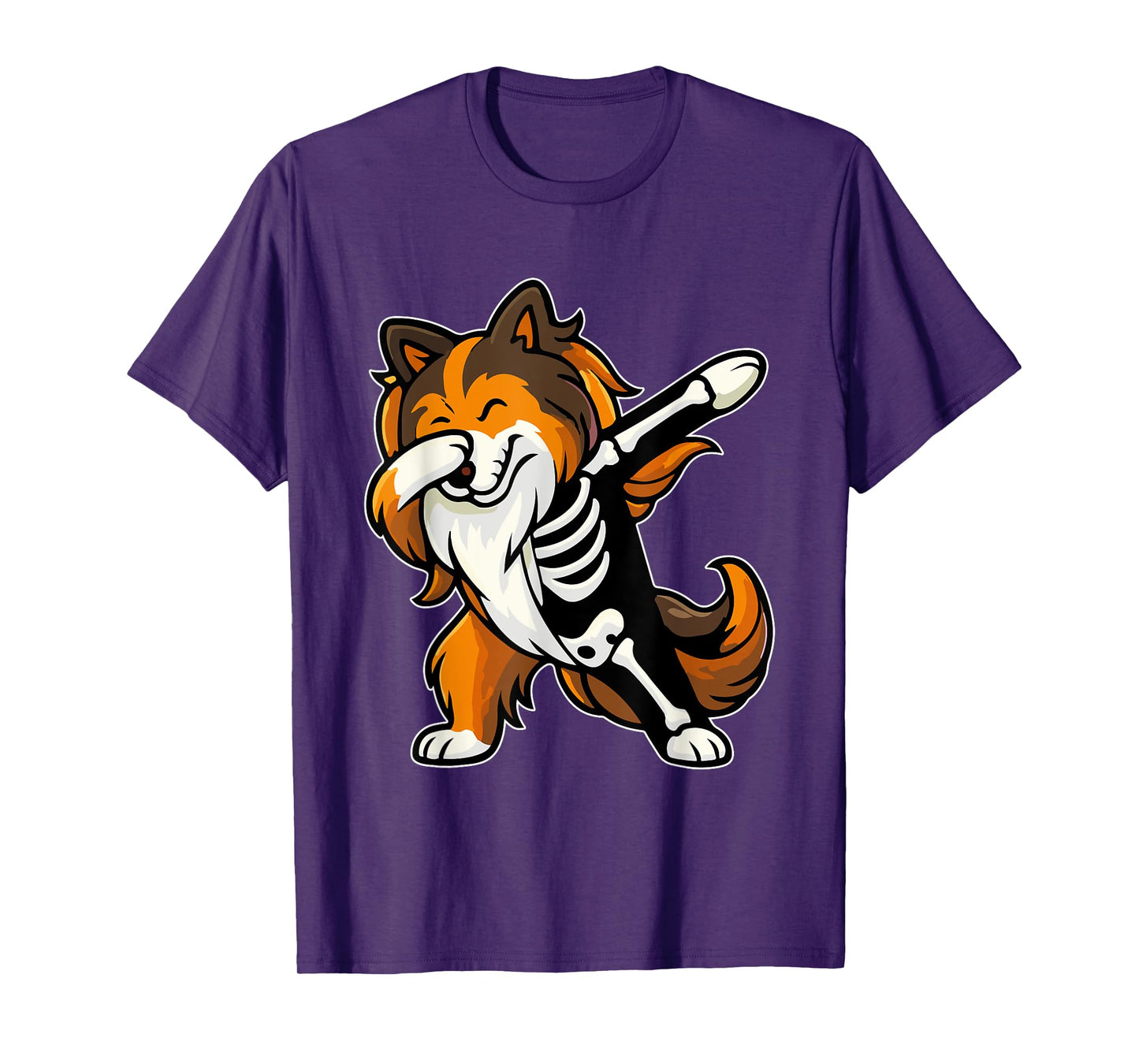 Dabbing Sheltie Half Skeleton Halloween Costume Owner Lover T-Shirt