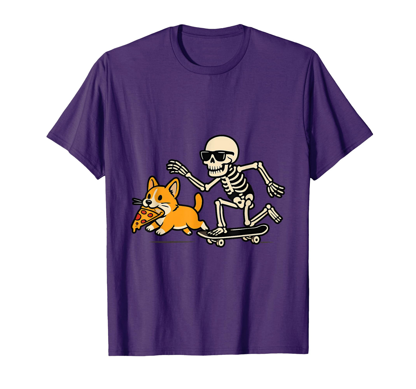 Funny Skeleton Chasing Corgi Halloween Dog Mom Pet Love T-Shirt