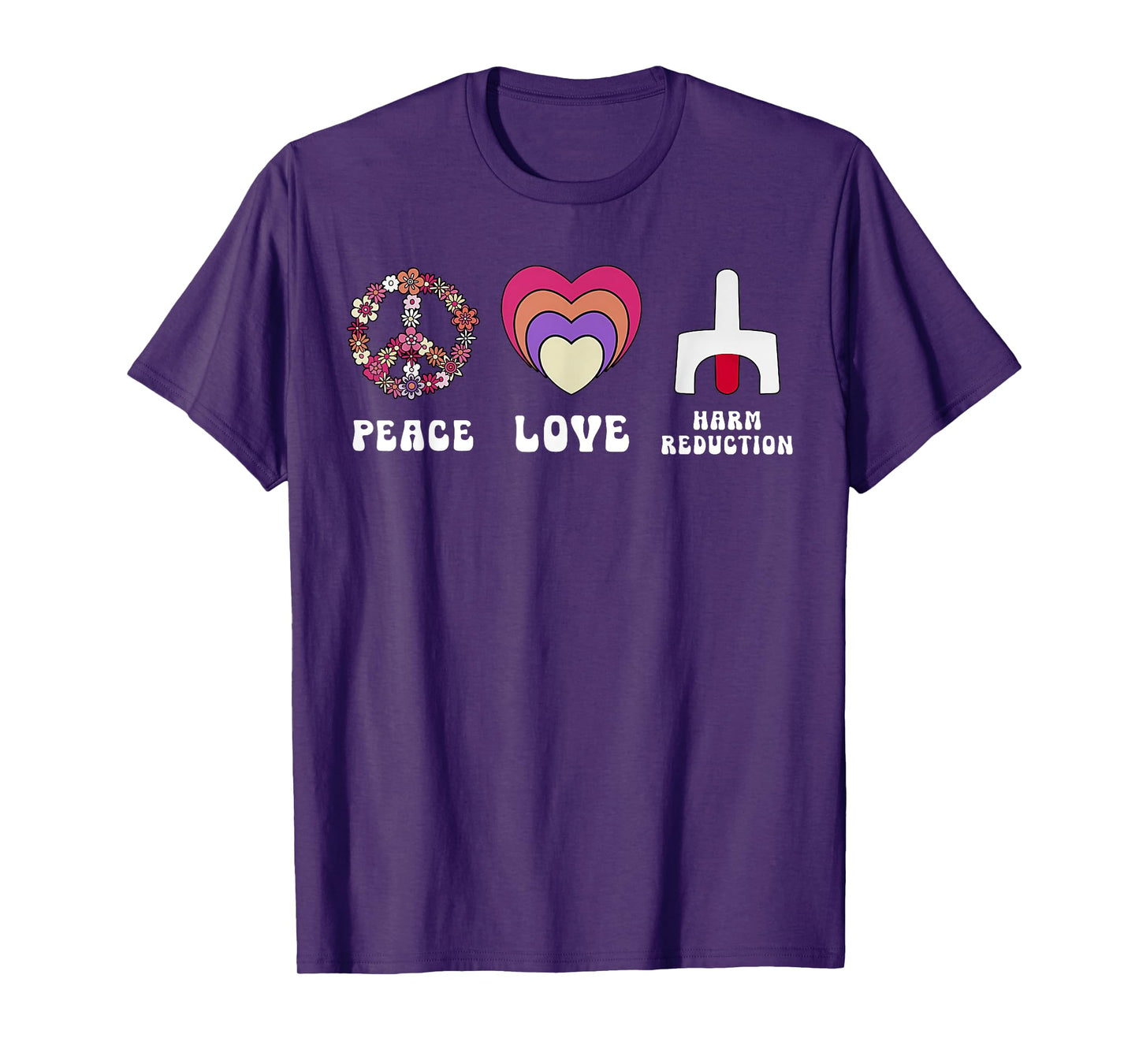 Floral Peace Love Harm Reduction Overdose Awareness Nurse T-Shirt