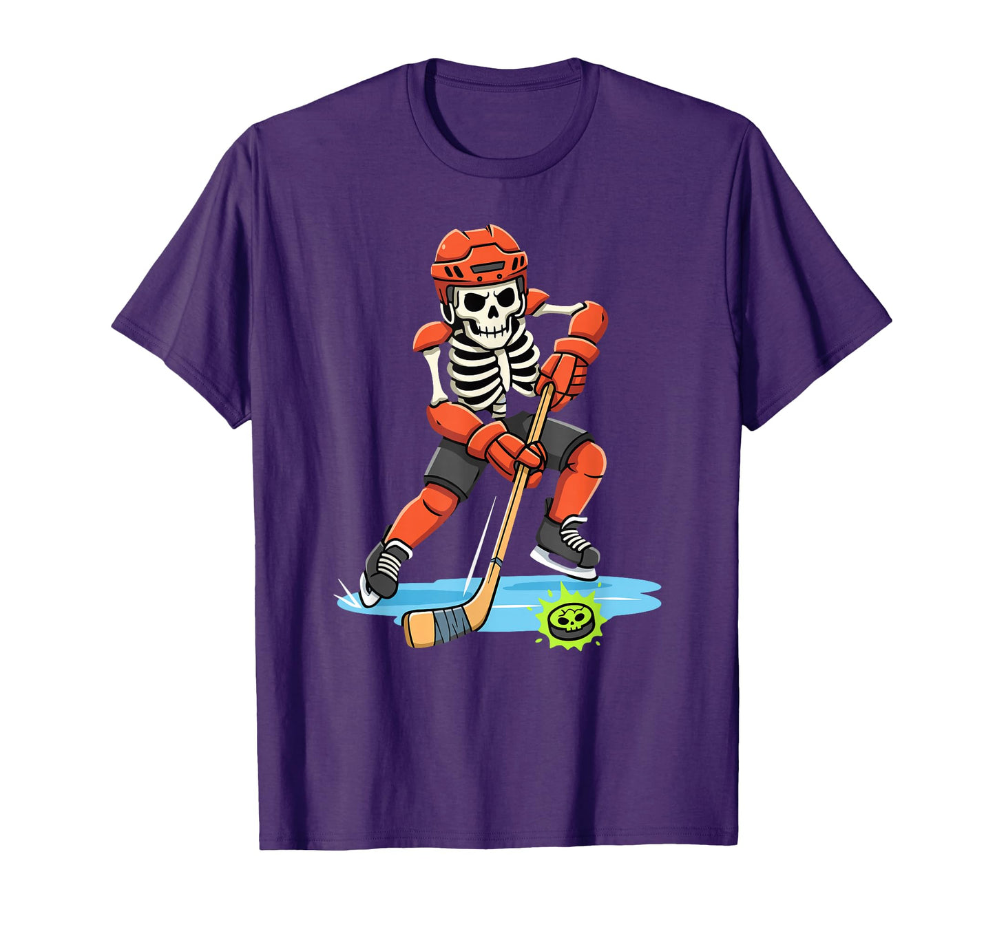 Hockey Skeleton Player Skull Ice Rink Halloween T-Shirt
