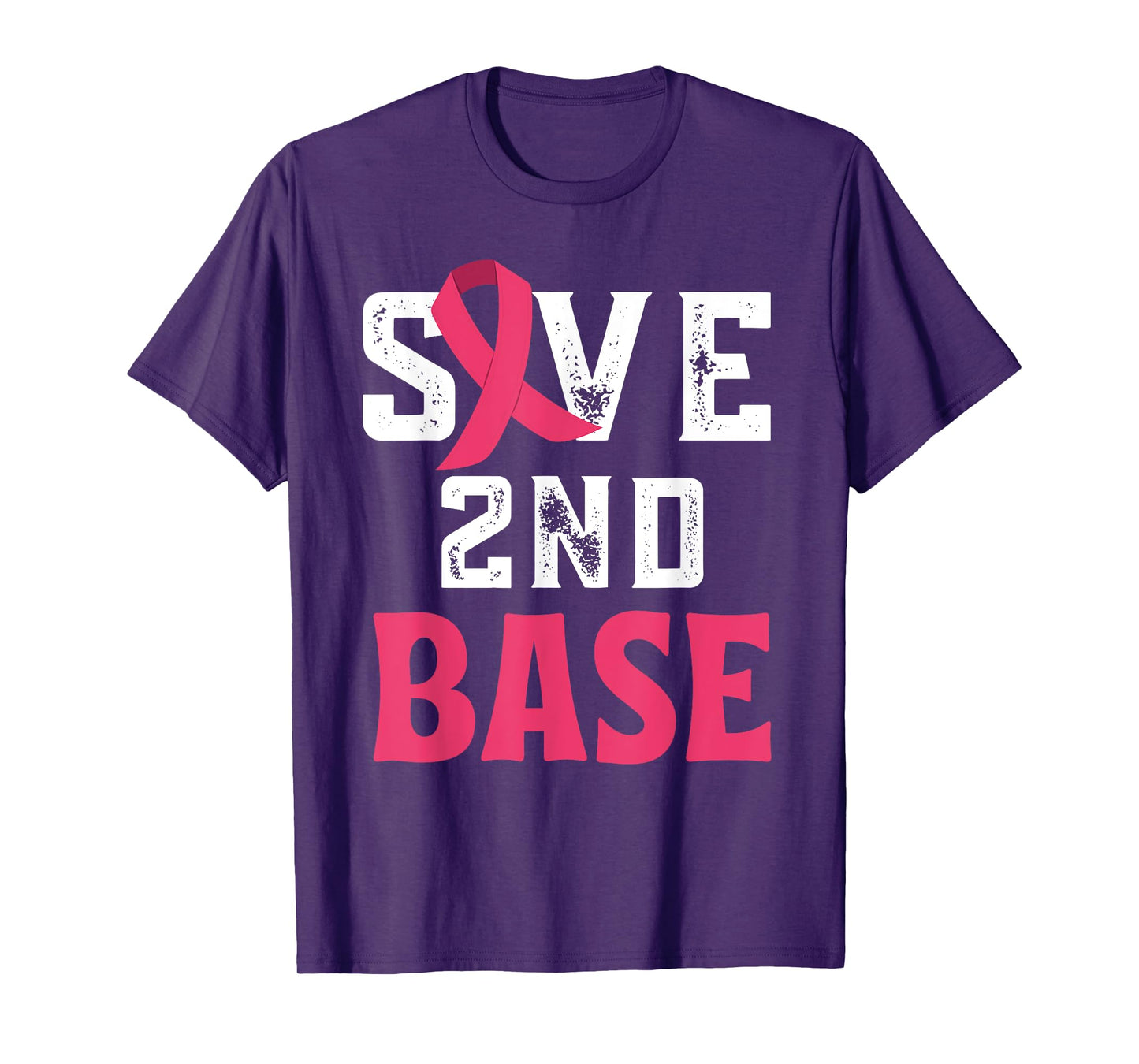 Save Second 2nd Base Funny Baseball Breast Cancer Awareness T-Shirt
