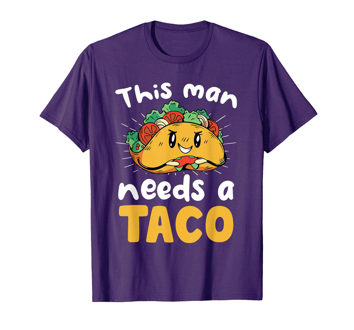 This Man Needs A Taco Cartoon Fun Statement T-Shirt