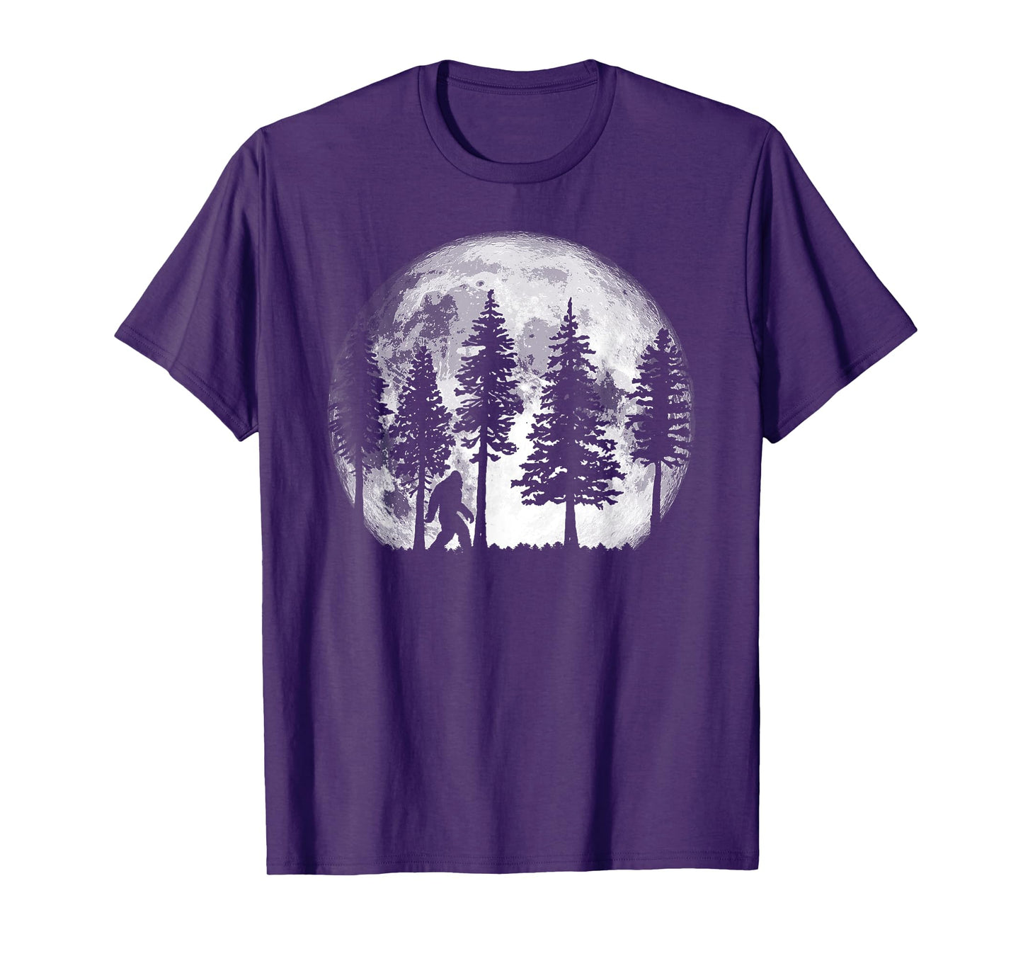 Bigfoot in the Forest Hiding at Night Full Moon Trees Nature T-Shirt