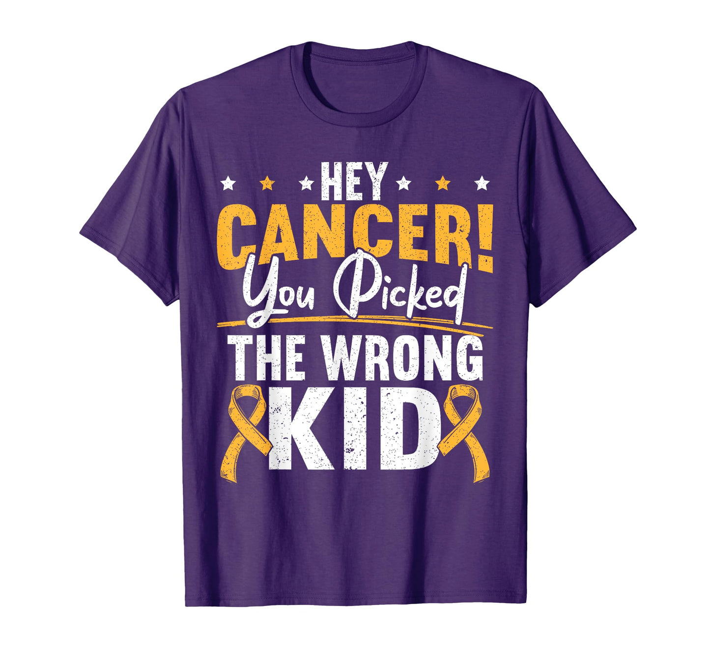 Hey Cancer You Picked The Wrong Kid Childhood Cancer Ribbon T-Shirt