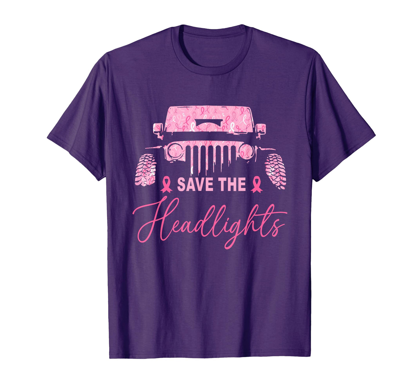 Save The Headlights Breast Cancer Fighters Pink Ribbon T-Shirt