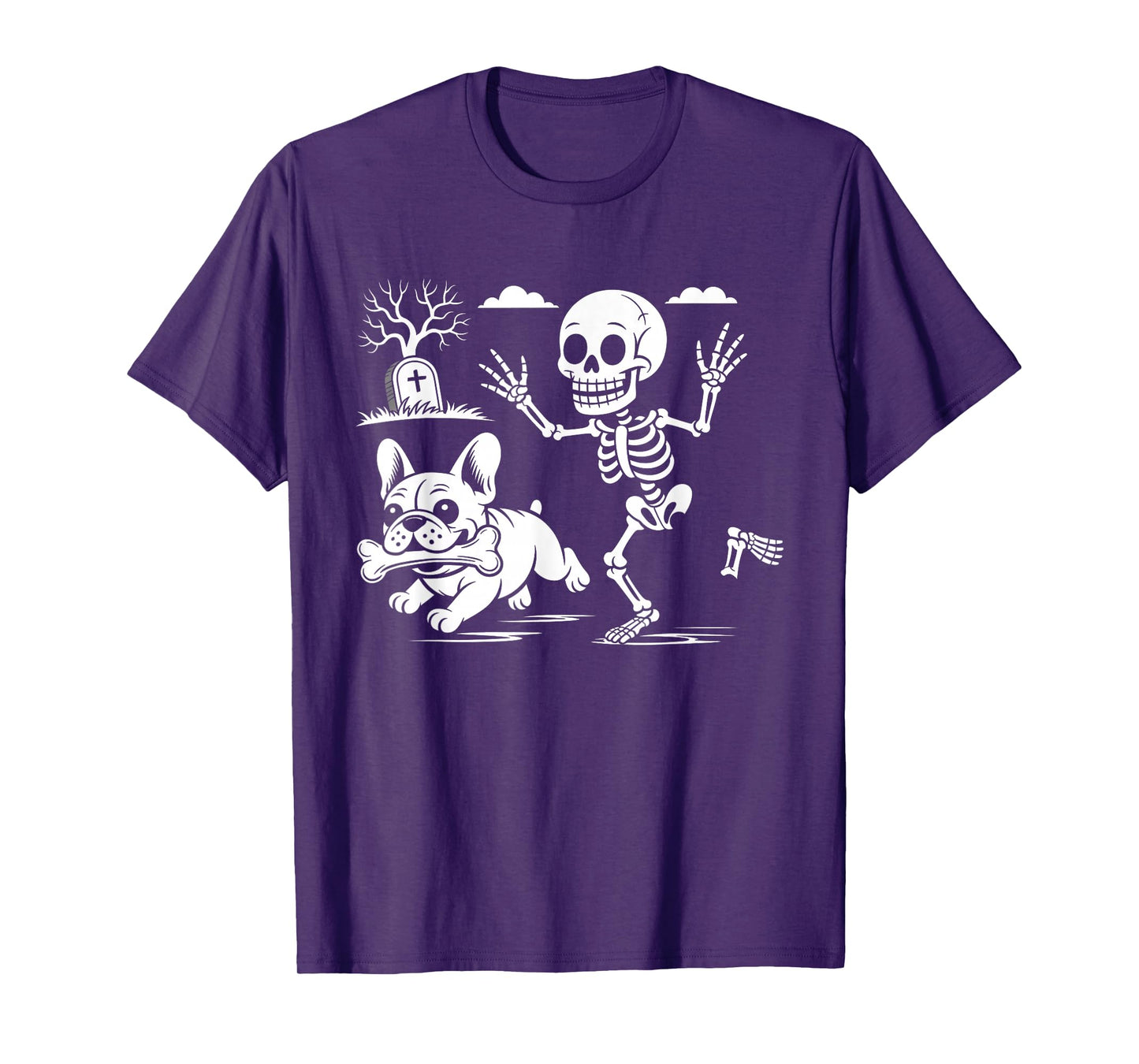 Funny Halloween French Bulldog Skeleton Spooky Season T-Shirt