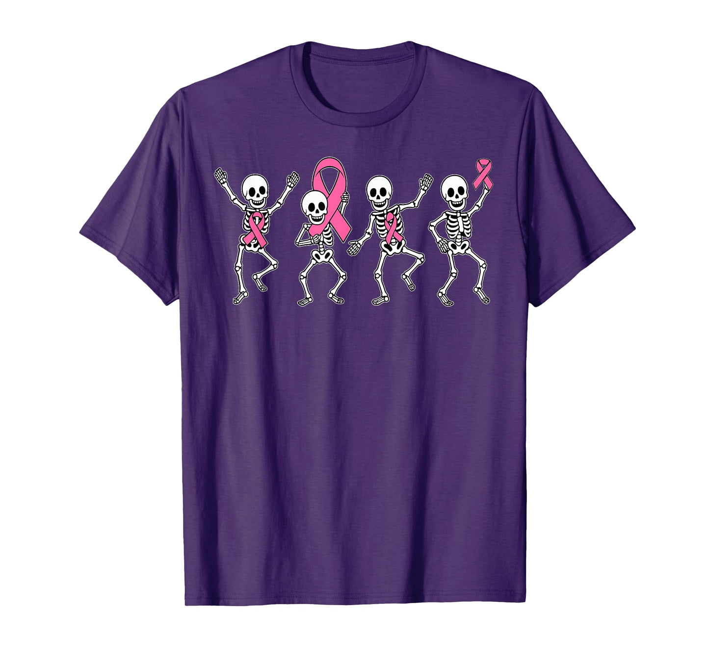 Pink Ribbon Breast Cancer Awareness Skeleton Boys Men Kids T-Shirt