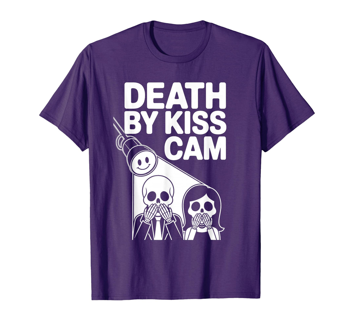 Death by kiss cam Spotlight Skeletons Funny Reaction T-Shirt