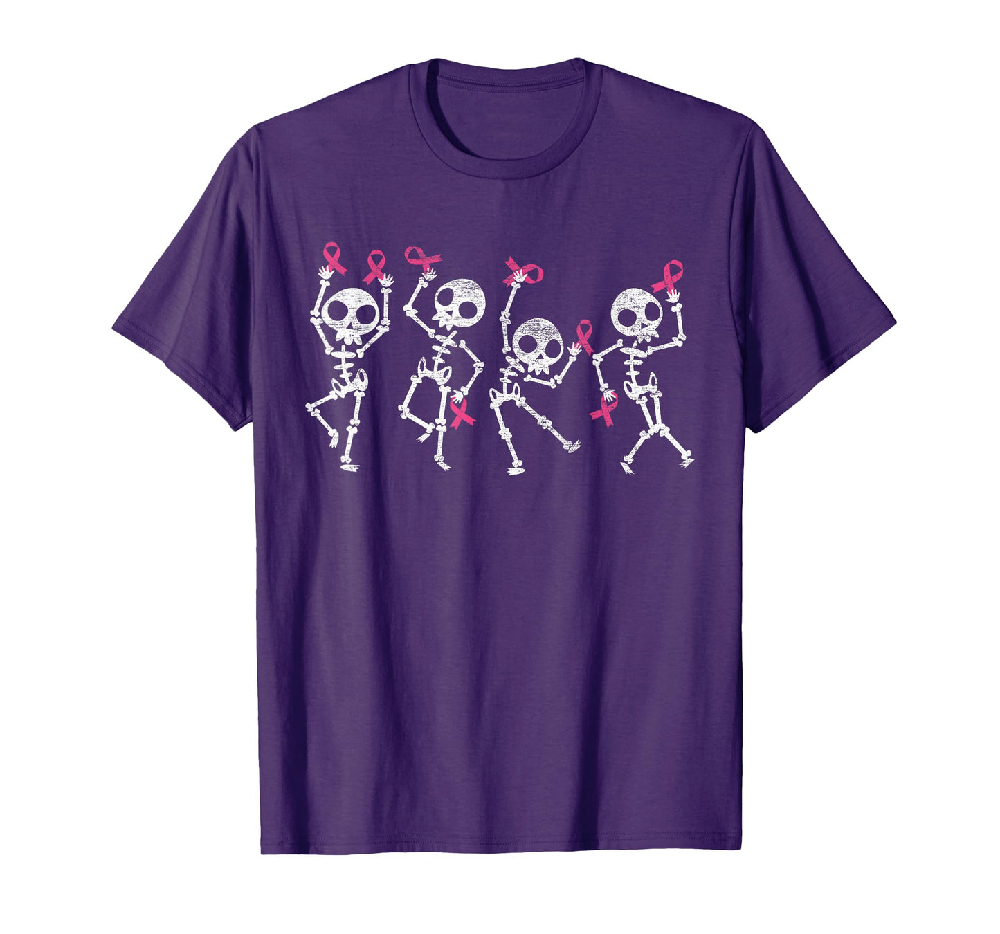 Pink Ribbon Breast Cancer Awareness Skeleton Women Men Kids T-Shirt