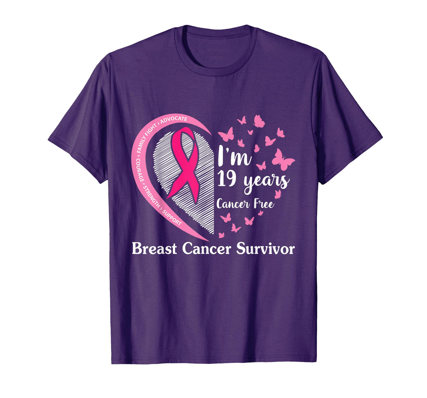 Family Fight Advocate Cour Strength I'm 19 Years Cancer Free T-Shirt