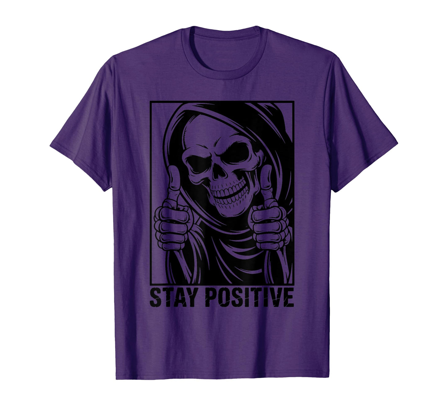 Funny Skull Stay Positive Skeleton Halloween Motivational T-Shirt