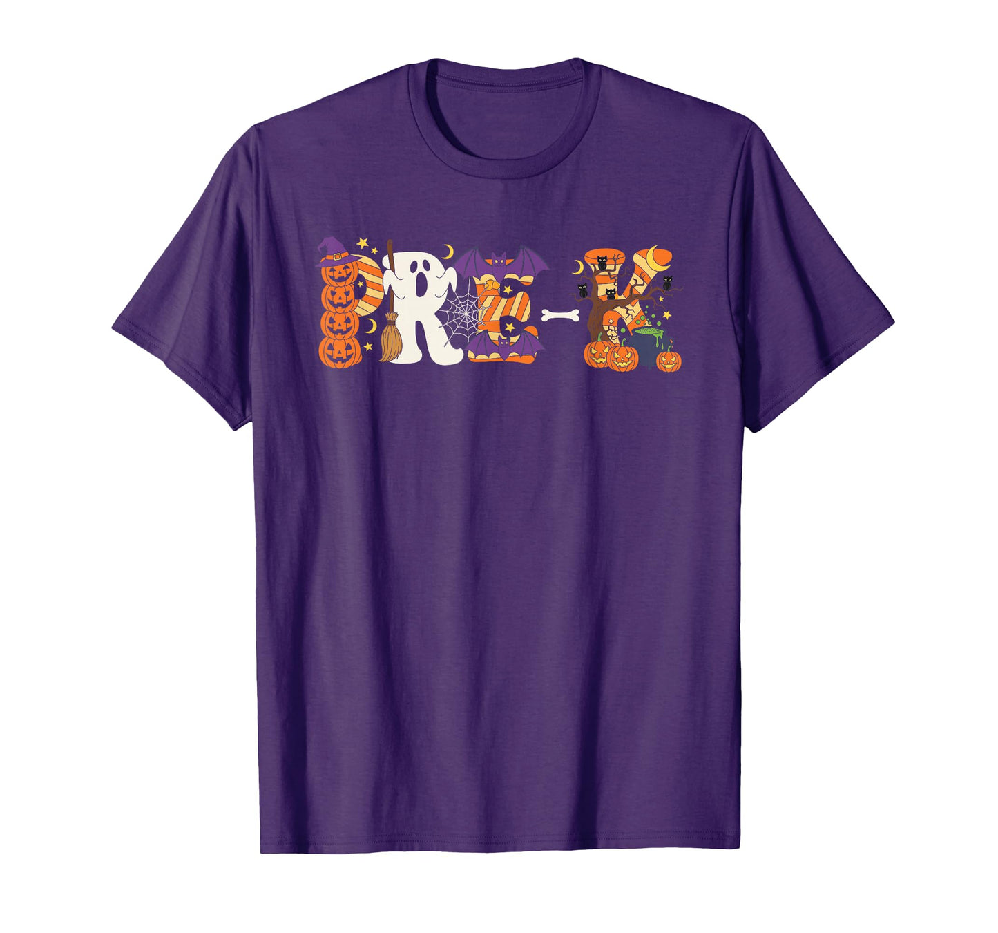 Pre K Pumpkin Ghost Skeleton Halloween Kids Mens Womens T-Shirt