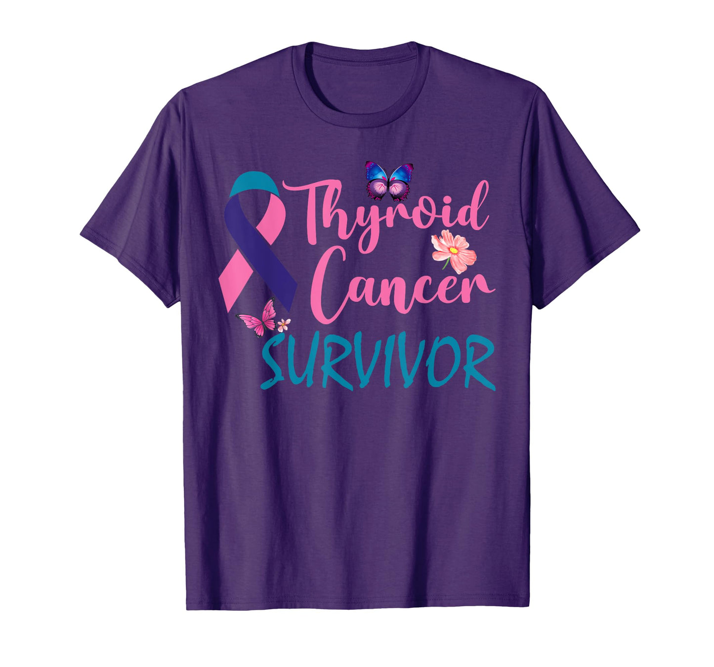 Butterflies Support Ribbon Thyroid Cancer Survivor T-Shirt