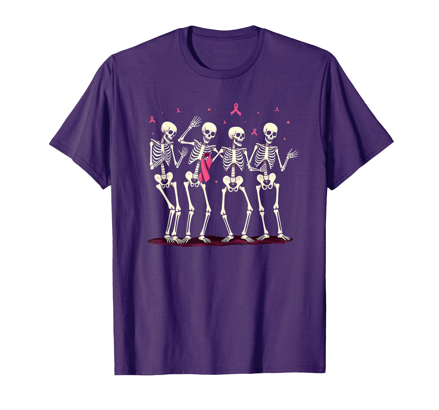 Breast Cancer Awareness Skeleton Dancing Halloween T-Shirt