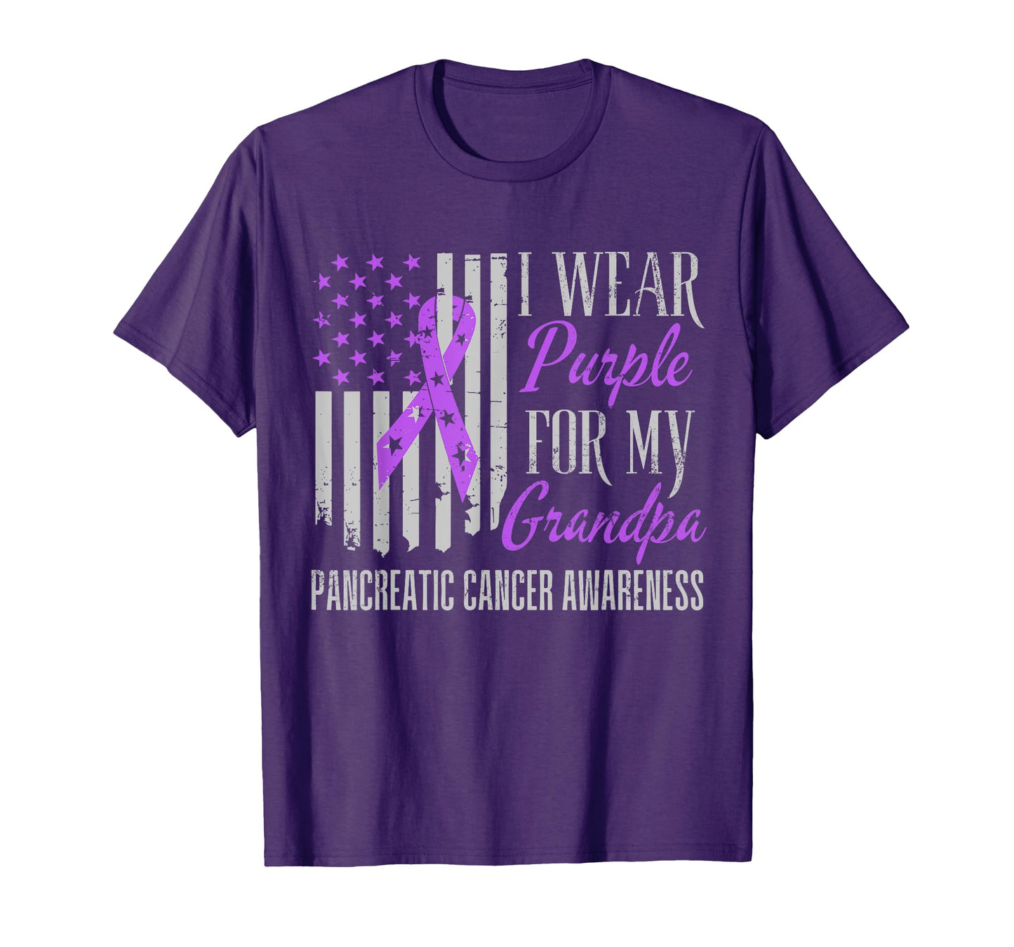 I Wear Purple For My grandpa Pancreatic Cancer Awareness T-Shirt
