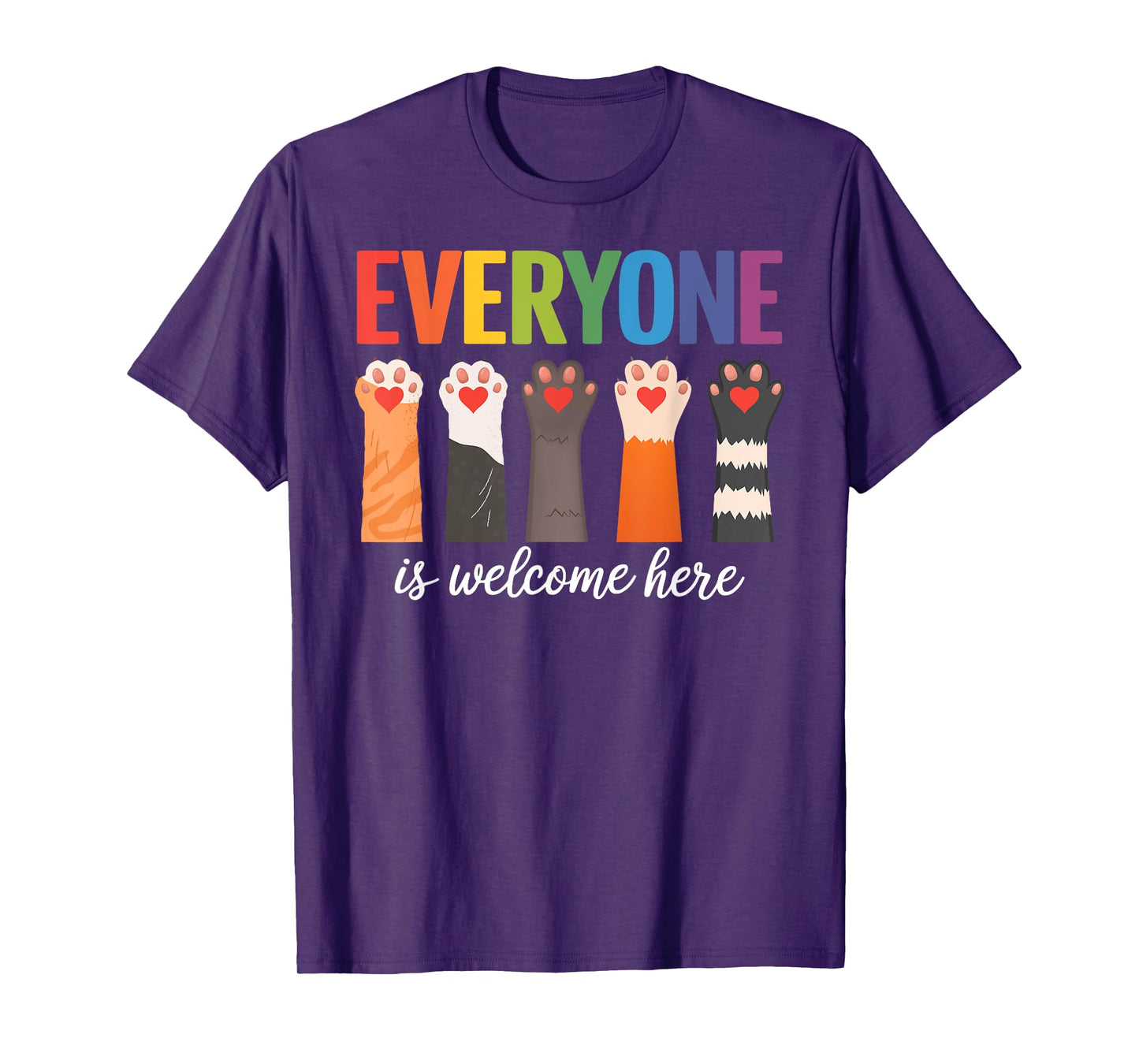 Cat Paw, Everyone Is Welcome Here Idaho Teacher T-Shirt
