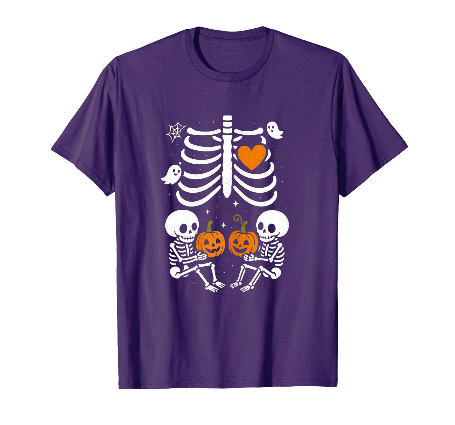 Skeleton Baby Twins Halloween Pregnancy Announcement Mom T-Shirt