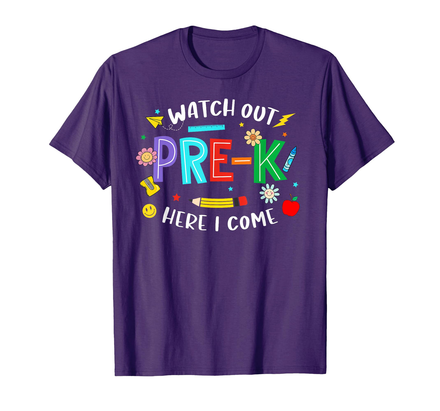 Watch Out Pre K Here I Come Pre K Back To School Teacher Kid T-Shirt