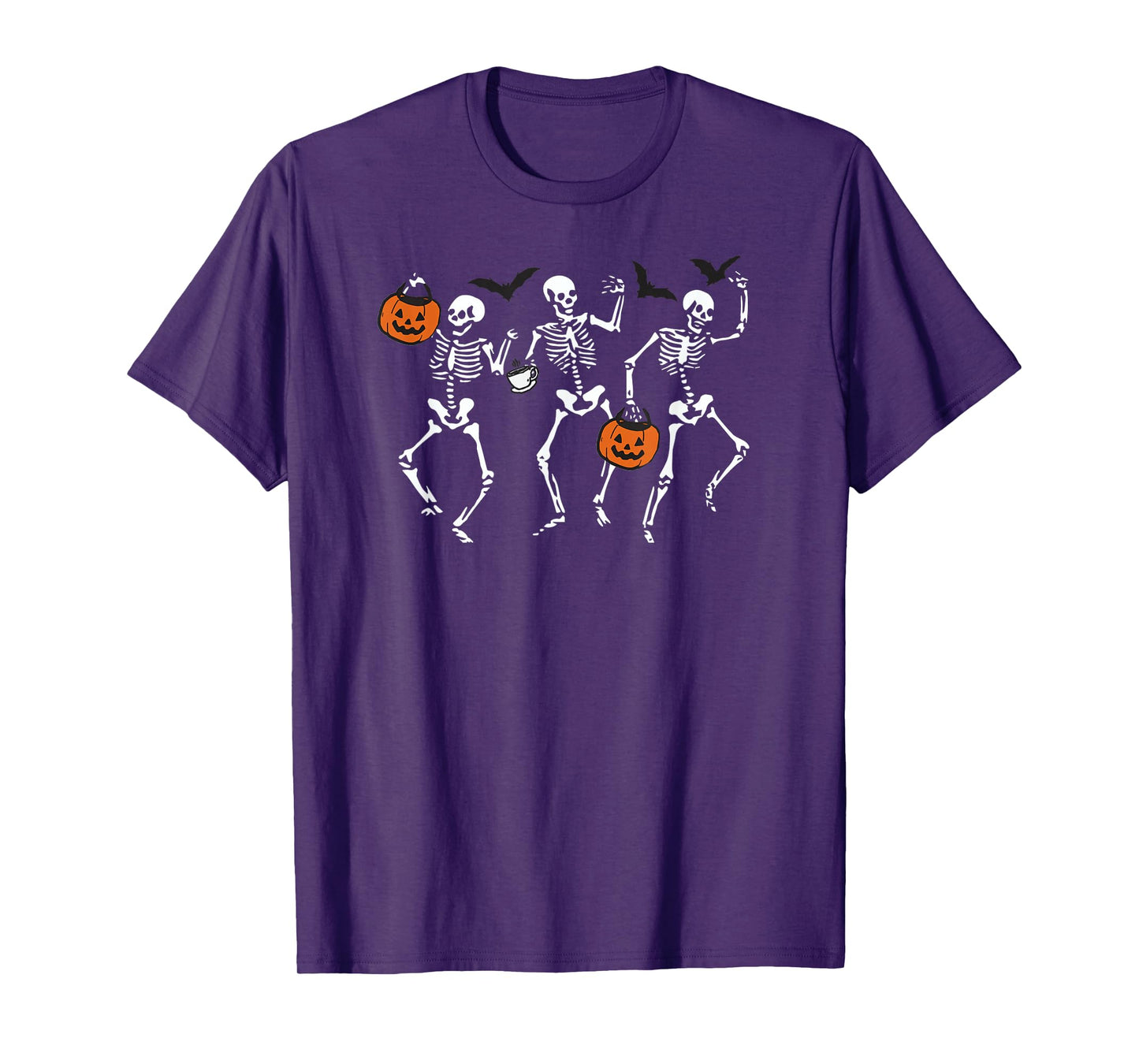 Halloween Skeletons Dancing Costume Pumpkin Funny Women Kids T-Shirt