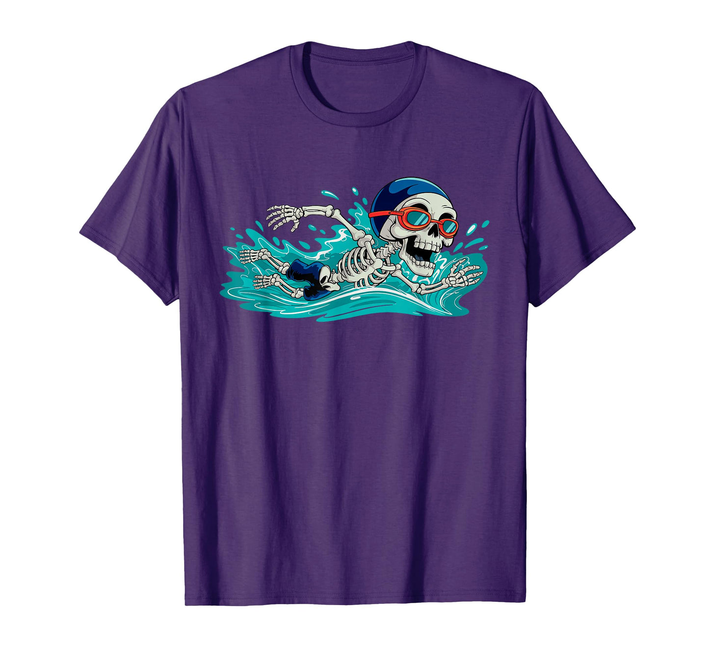 Funny Skeleton Swimming Halloween Costume Funny Mens Womens T-Shirt