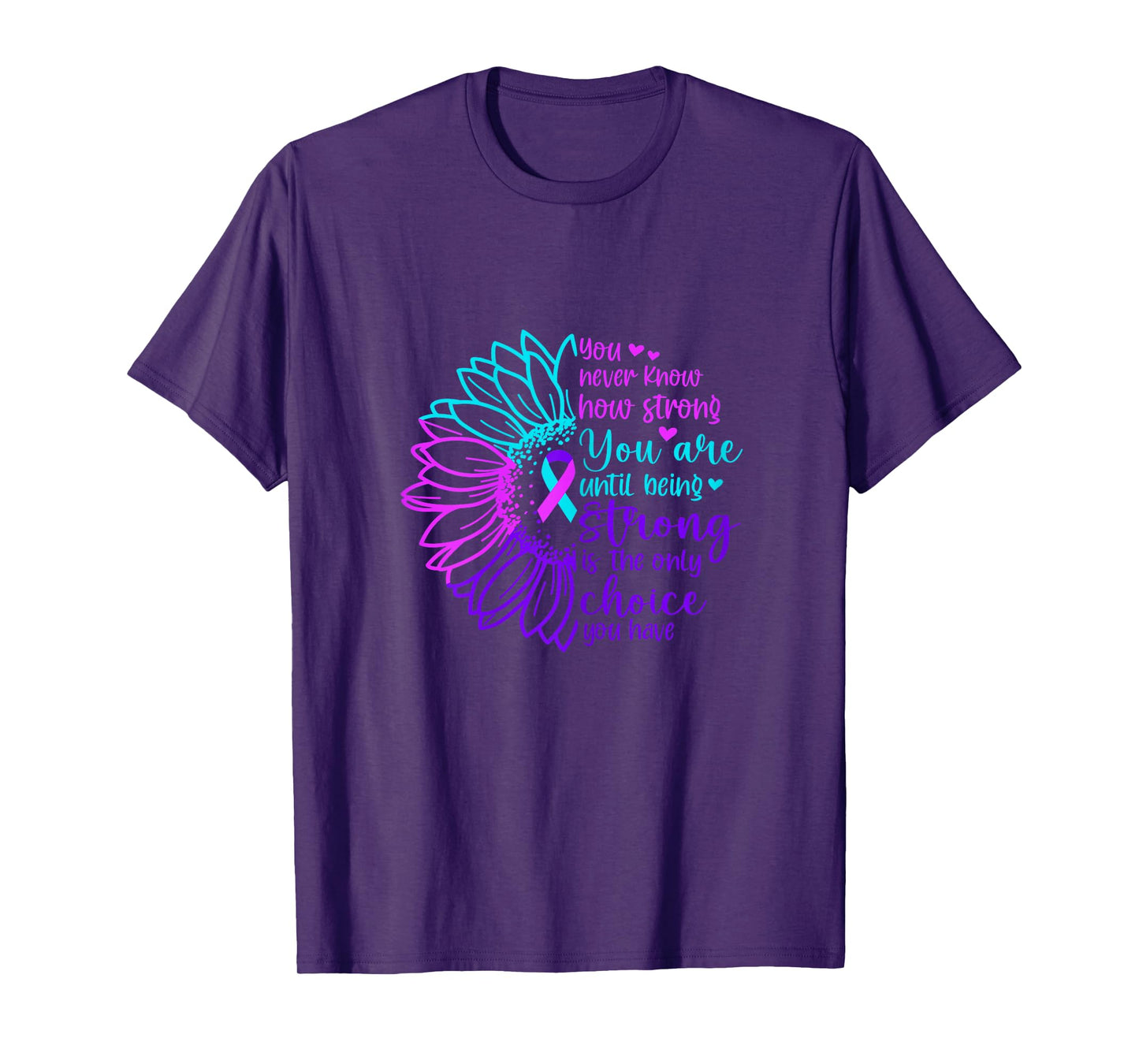 Sunflower Thyroid Cancer Strong Awareness Ribbon T-Shirt