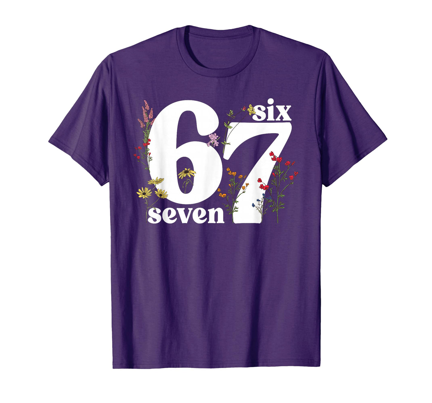 67 Six Seven Floral Aesthetic Number Funny Six Seven Costume T-Shirt