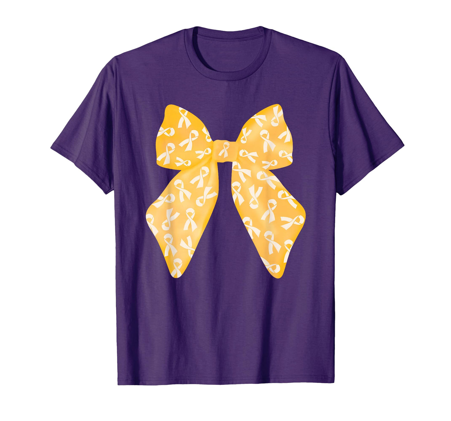 Coquette Gold Bow Childhood Cancer Awareness Women Kids Girl T-Shirt