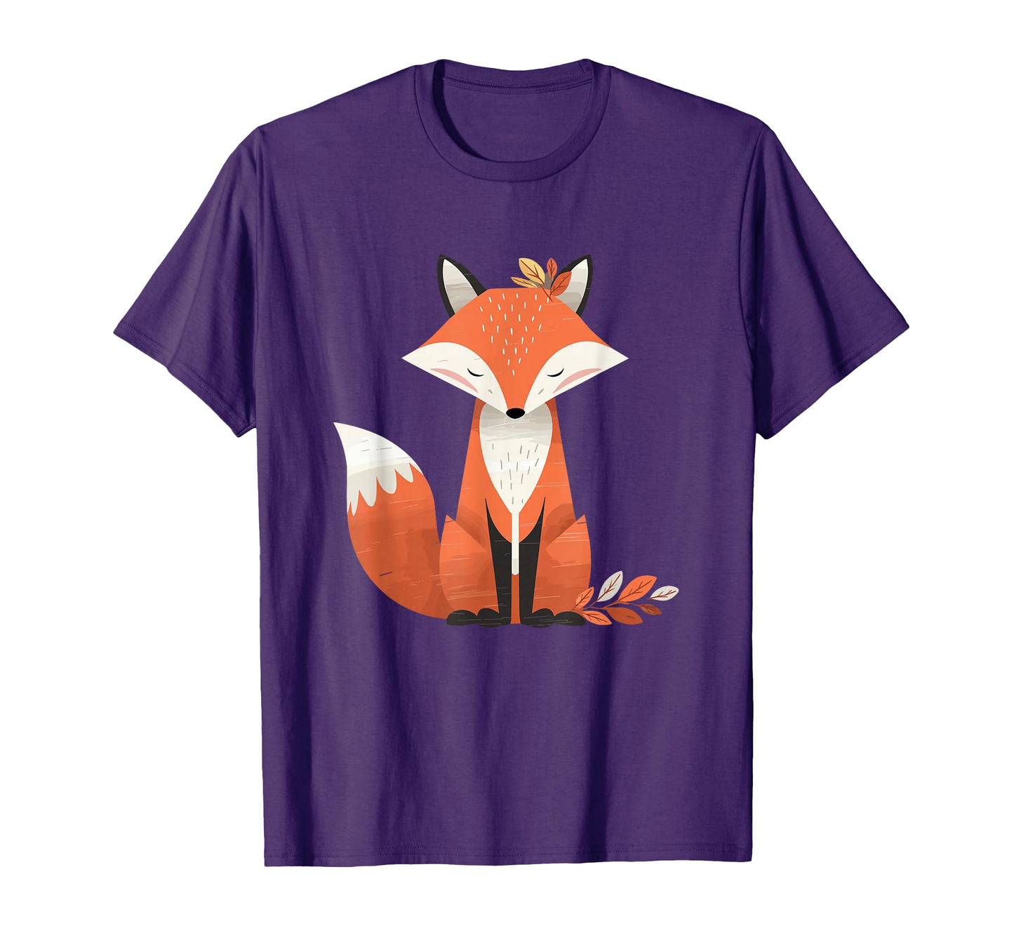 Fox Autumn Leaves Cute Animal Woodland Fall Nature Forest T-Shirt