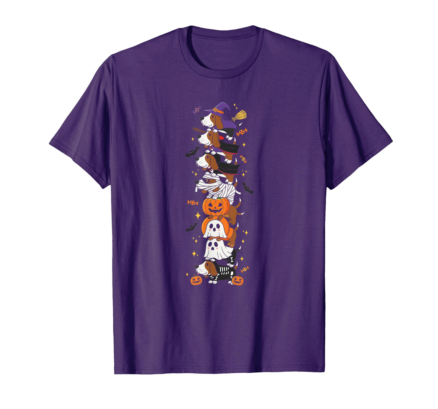 Basset Hound Witch Vampire Ghost Halloween Kids Mens Womens T-Shirt