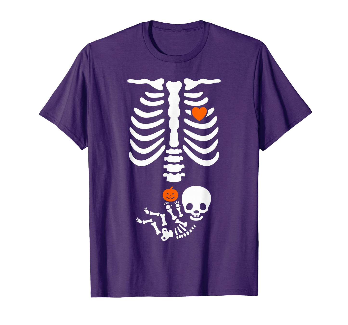 Halloween Skeleton Baby Rib Cage Pregnant Pumpkin New Mom T-Shirt