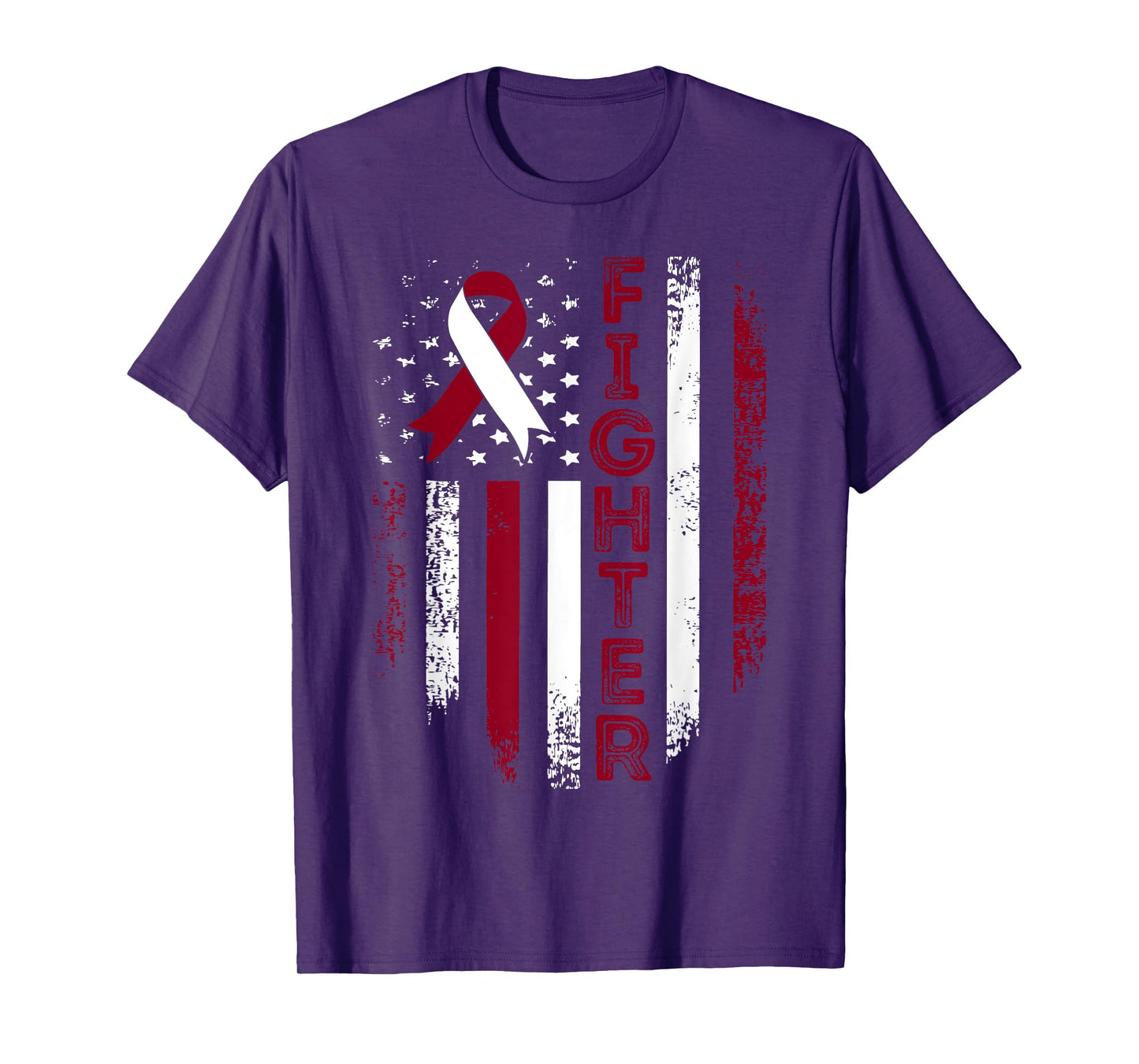 Fighter USA Flag Throat Cancer Awareness Throat Cancer T-Shirt
