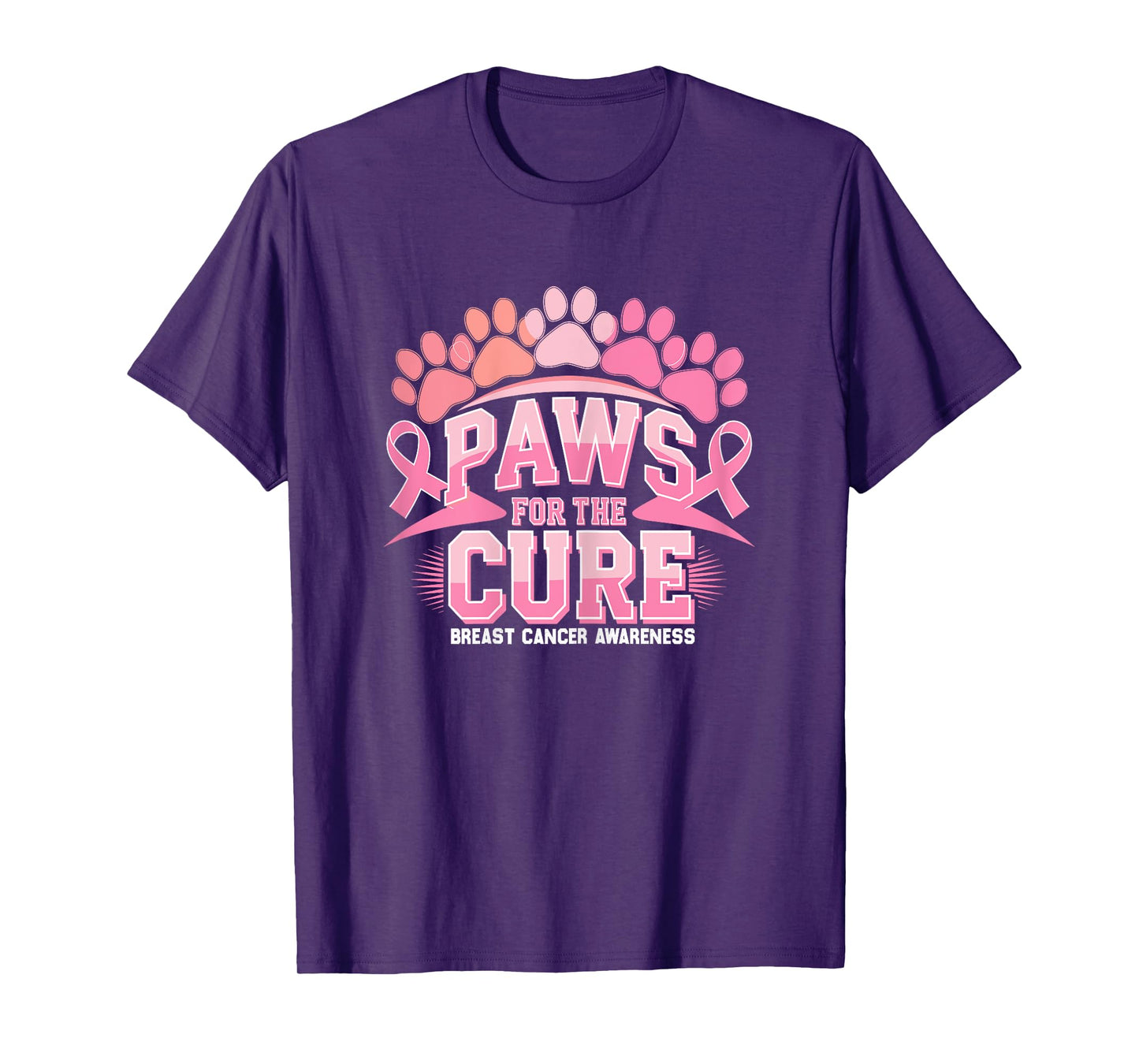 Paws For The Cure Breast Cancer Awareness Dog Cat Lover T-Shirt for Women