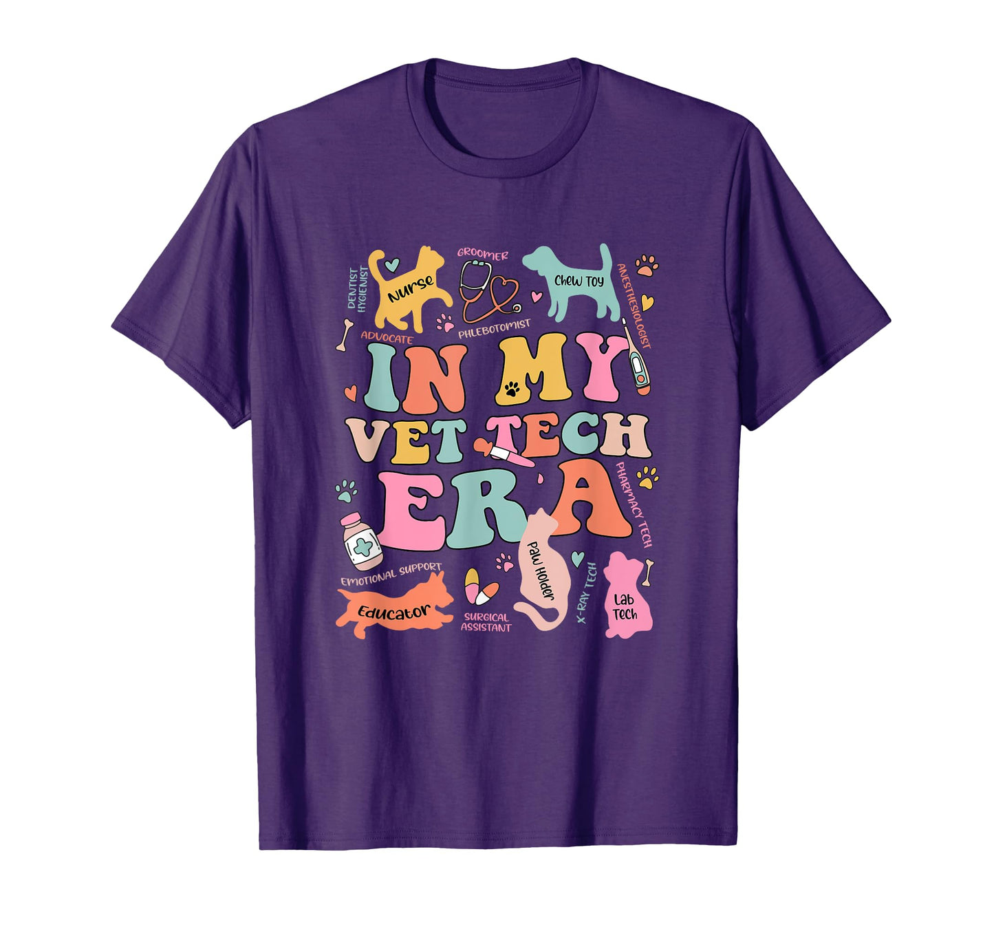 Groovy In My Vet Tech Era Monogrammed Veterinarian Grad T-Shirt