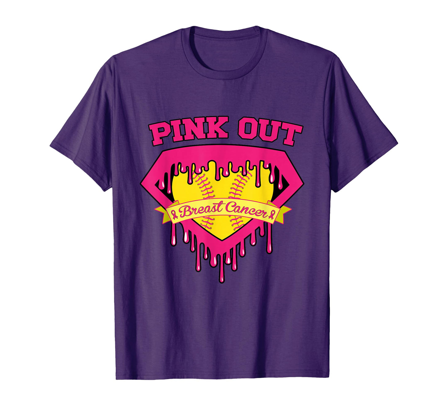 Pink Out Breast Cancer Softball Breast Cancer Awareness T-Shirt