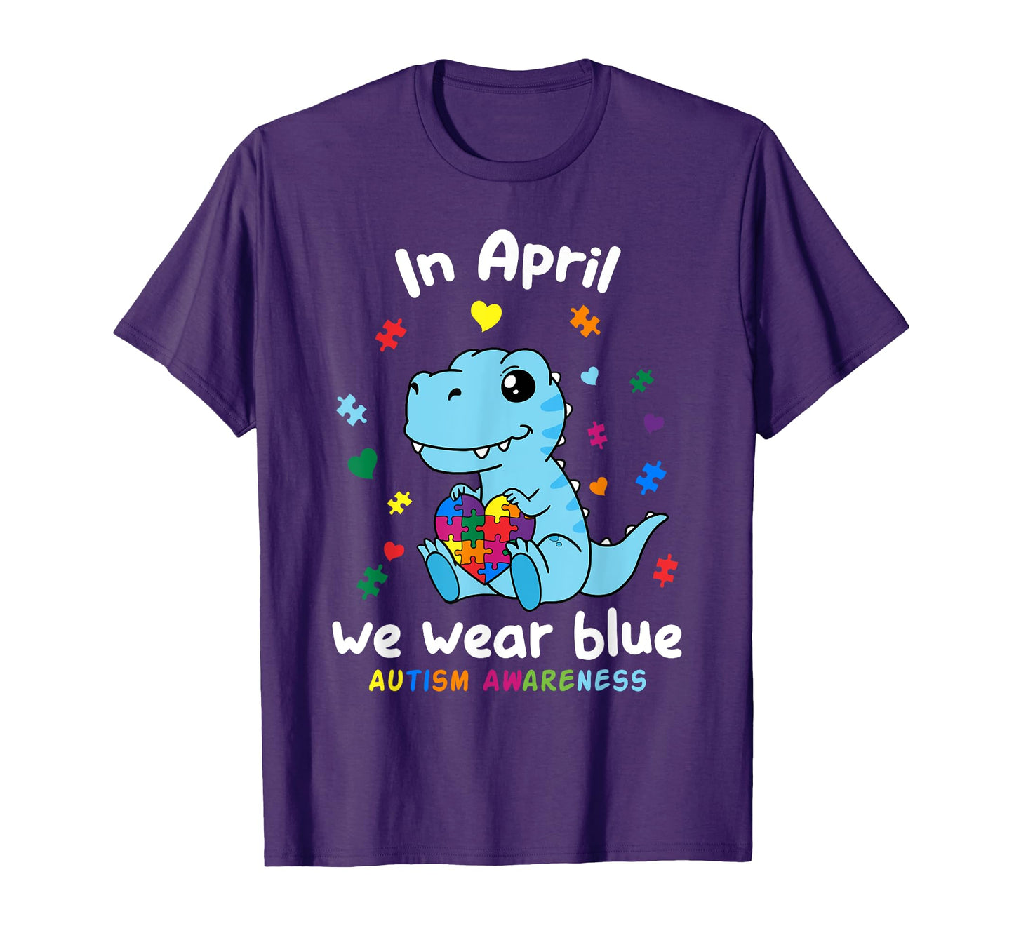 Baby Dino Autism April We Wear Blue Autism Awareness Month T-Shirt
