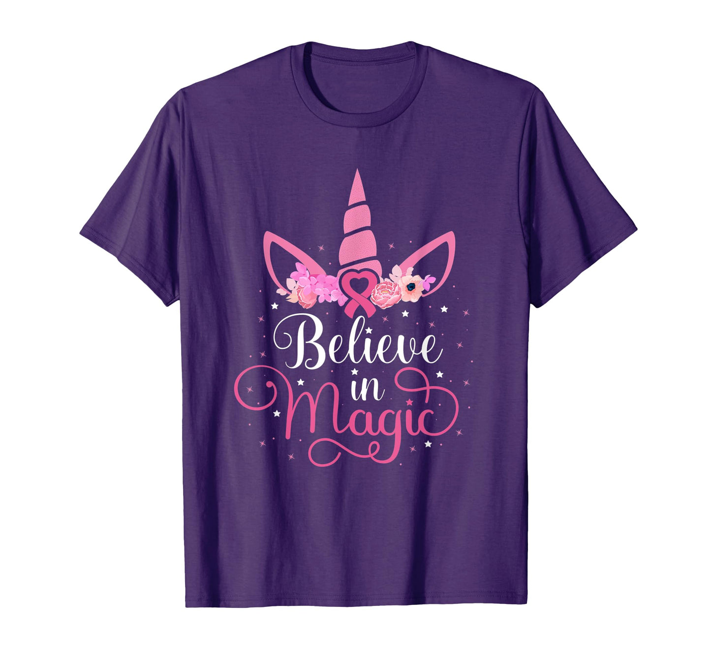 Breast Cancer Unicorn Magic Pink Ribbon Awareness Fighter T-Shirt